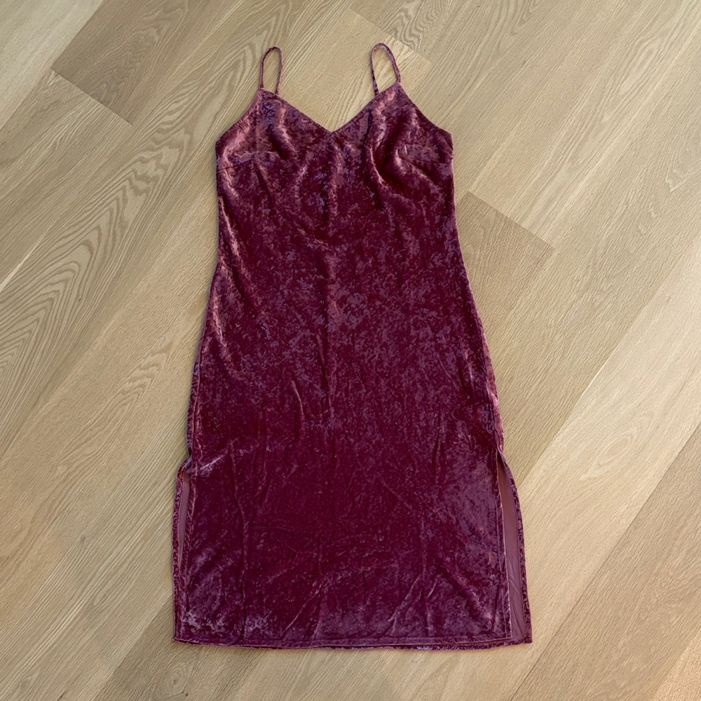Lucky Brand crushed Velvet Midi Dress in deep rose-pink